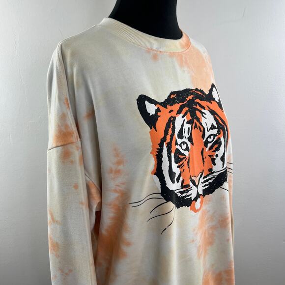 WILDFOX La Tigre Roadtrip Sweatshirt Tie Dye Tiger Top Crewneck Grunge Size S - Picture 5 of 10